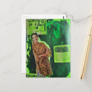 Retro-Anzeigen Eine glückliche Dame Grüne Mixed-Me Postkarte
