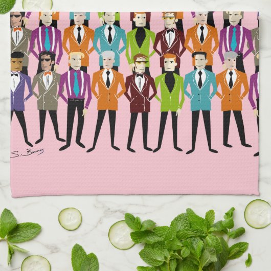 Retro-Anzug T-Handtuch - rosa Geschirrtuch (Gefaltet)