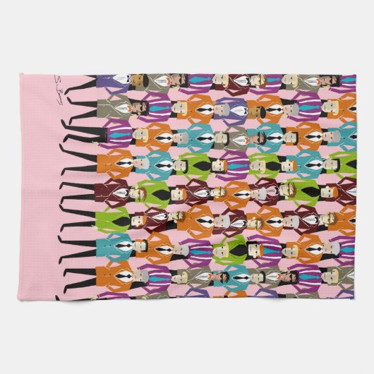 Retro-Anzug T-Handtuch - rosa Geschirrtuch (Horizontal)