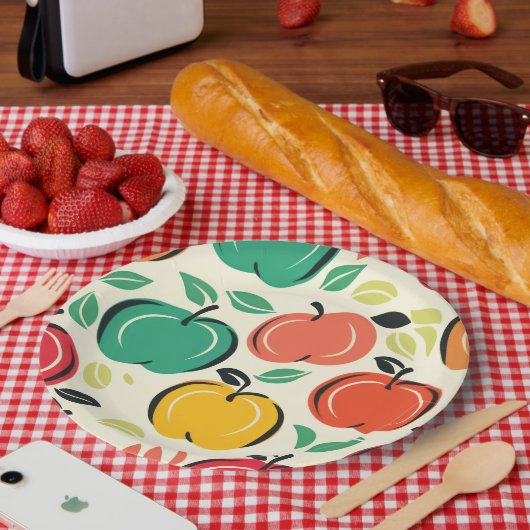 Retro Apfelplantage Ernte Picknick Pappteller (Picknick)