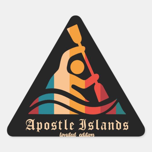 Retro Apostle Islands Kayaking Dreieckiger Aufkleber (Vorderseite)