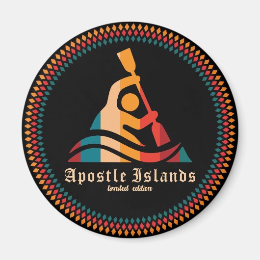 Retro Apostle Islands Kayaking Magnet (Vorne)
