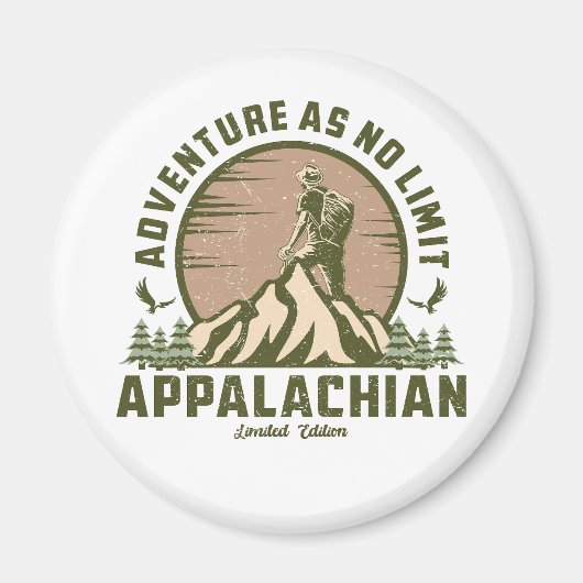 Retro Appalachian Mountains Wandern Sonnenuntergan Magnet (Vorne)