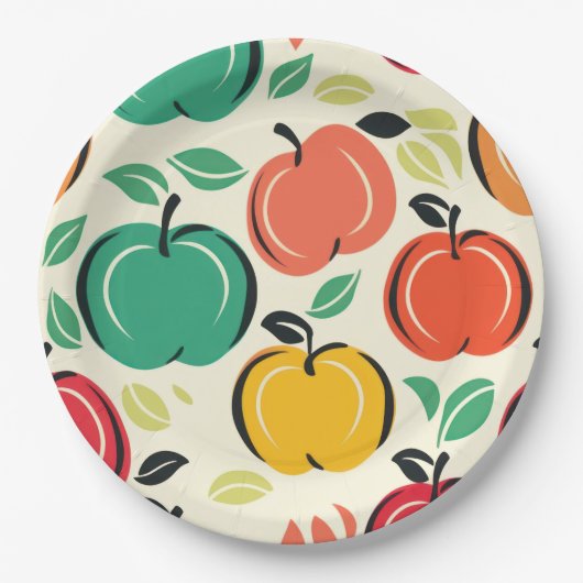 Retro Apple Orchard Harvest Picnic Pappteller (Vorderseite)