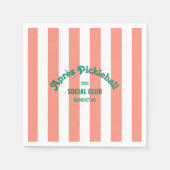 Retro Après Pickleball Social Club Pink Stripe Serviette (Vorderseite)