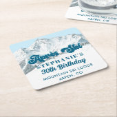Retro Apres Ski Winter Mountain Birthday Party Rechteckiger Pappuntersetzer (angewinkelt)