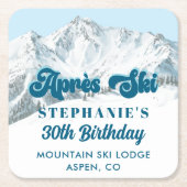Retro Apres Ski Winter Mountain Birthday Party Rechteckiger Pappuntersetzer (Vorderseite)