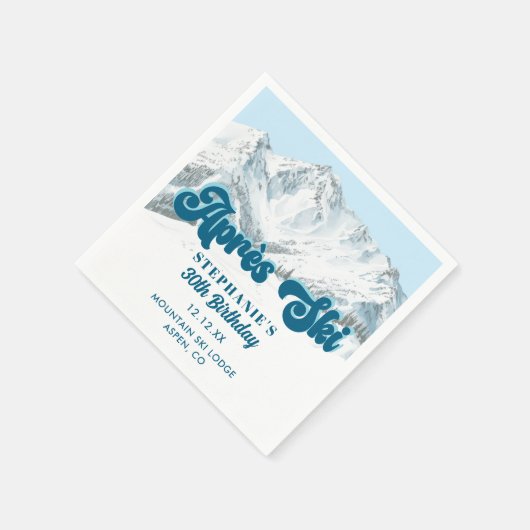 Retro Apres Ski Winter Mountain Birthday Party Serviette (Ecke)