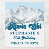 Retro Apres Ski Winter Mountain Birthday Party Weinetikett (Einzelnes Label)