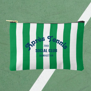 Retro Après Tennis Social Club Grün gestreift Zubehörtasche
