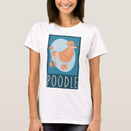Retro Apricot Cartoon Poodle auf blau T-Shirt