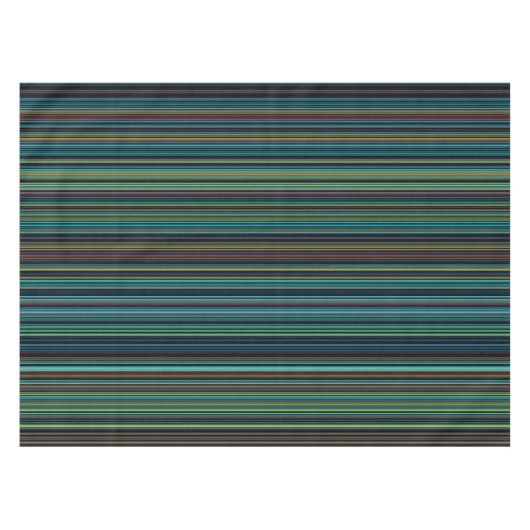 Retro aqua blau-braune Streifen Tischdecke (Vorderseite (Horizontal))