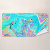 Retro Aqua Blue Liquid Art on Abstrakt Hydrangeas Badehandtuch (Badehandtuch)