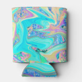 Retro Aqua Blue Liquid Art on Abstrakt Hydrangeas Dosenkühler (Rückseite)