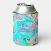 Retro Aqua Blue Liquid Art on Abstrakt Hydrangeas Dosenkühler (Kanne Rückseite)