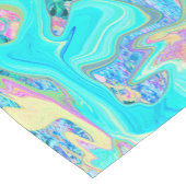 Retro Aqua Blue Liquid Art on Abstrakt Hydrangeas Kurzer Tischläufer (Ecke)