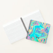 Retro Aqua Blue Liquid Art on Abstrakt Hydrangeas Notizblock (Innenseite)