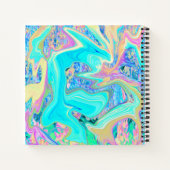 Retro Aqua Blue Liquid Art on Abstrakt Hydrangeas Notizblock (Rückseite)