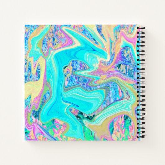 Retro Aqua Blue Liquid Art on Abstrakt Hydrangeas Notizblock (Rückseite)