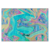 Retro Aqua Blue Liquid Art on Abstrakt Hydrangeas Schneidebrett (Vorderseite)