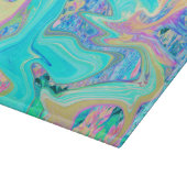 Retro Aqua Blue Liquid Art on Abstrakt Hydrangeas Schneidebrett (Ecke)