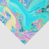 Retro Aqua Blue Liquid Art on Abstrakt Hydrangeas Seidenpapier (Ausschnitt)