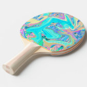 Retro Aqua Blue Liquid Art on Abstrakt Hydrangeas Tischtennis Schläger (Vorderseite)