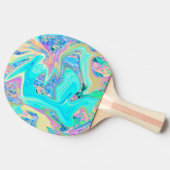 Retro Aqua Blue Liquid Art on Abstrakt Hydrangeas Tischtennis Schläger (Seitenansicht)