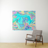 Retro Aqua Blue Liquid Art on Abstrakt Hydrangeas Wandteppich (Beispiel (Horizontal))