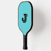 Retro Aqua Blue Minimalist Monogrammed Pickleball Schläger (Links)