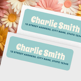 Retro aqua blue return address