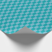 Retro Aqua Blue Tonal Checkerboard Muster Geschenkpapier (Ecke)