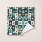Retro Aqua Diamond Mid Century Modern Towel Set (Waschlappen)