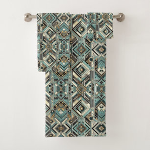 Retro Aqua Diamond Mittelalter Moderne Handtuch-Se Badhandtuch Set