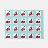 Retro Aqua Dots and Cherries Fußmatte (Vorderseite)