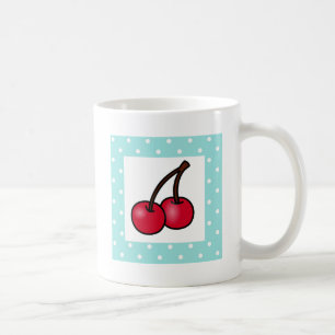 Retro Aqua Dots Cherries Kaffeetasse