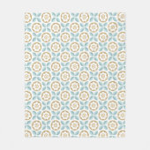 Retro Aqua Gold Floral Geometrisches Muster Fleecedecke (Vorderseite)
