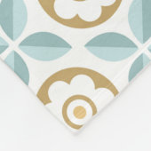 Retro Aqua Gold Floral Geometrisches Muster Fleecedecke (Ecke)
