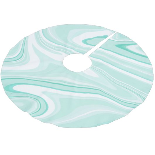 Retro Aqua Green Swirl Liquid Painting Aesthetic Polyester Weihnachtsbaumdecke (Schrägansicht)