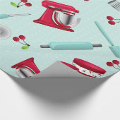 Retro Aqua Kitchen Gadget Geschenkpapier (Ecke)