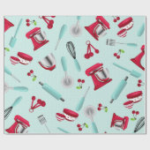 Retro Aqua Kitchen Gadget Geschenkpapier (Flach)