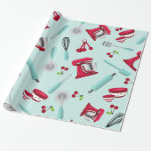 Retro Aqua Kitchen Gadget Geschenkpapier (Ungerollt)