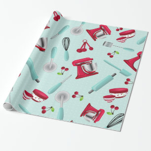 Retro Aqua Kitchen Gadget Geschenkpapier