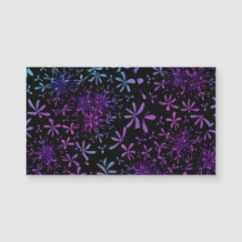 Retro Aqua Lila Blumenblüten Magnetkarte