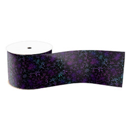 Retro Aqua Lila Blumenblüten Ripsband