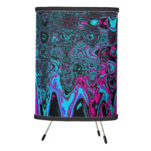 Retro Aqua Magenta und Abstrakte Schwarze Waves