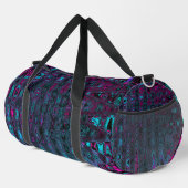 Retro Aqua Magenta und Abstrakte Schwarze Waves Duffle Bag (Rechte Ecke)