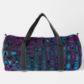 Retro Aqua Magenta und Abstrakte Schwarze Waves Duffle Bag (Rückseite)