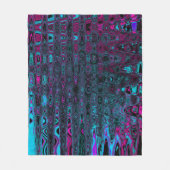Retro Aqua Magenta und Abstrakte Schwarze Waves Fleecedecke (Vorderseite)