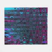 Retro Aqua Magenta und Abstrakte Schwarze Waves Fleecedecke (Vorderseite (Horizontal))